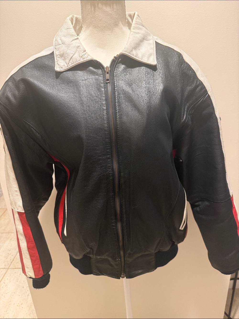 Phase 2 Leather Jacket USA VINTAGE AMERICAN FLAG Small